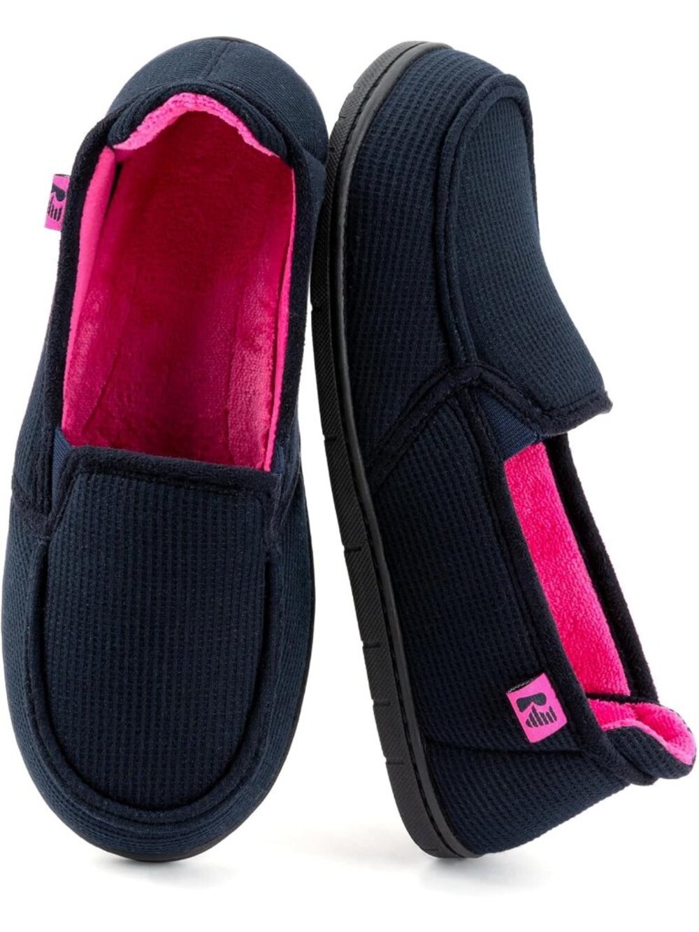 Women's Dark Navy/Fuchsia Two-Tone Hoodback Removable Insole Lightweight Slipper